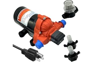 MAXZONE 33-SERIES 115V Water Diaphragm Pump, Industrial Water Pressure Pump, 50 PSI On Demand Self Priming Pump with US Plug for Kitchen Bathroom RV Caravan Marine Yacht