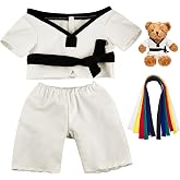 Civaner Taekwondo Uniform Outfit Bear Clothes with Belts 12-16 Inch, White | 6 Color Belts, Bear Not Included, Machine Washable, Karate Costume Stuffed Animal Clothing for Birthday Collectors Gift Party