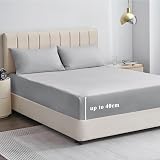 Aisbo King Size Fitted Sheet Grey Extra Deep Pocket 16inch Microfiber view 3