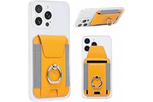 HAQuake MagSafe Wallet with Phone Grip - Magnetic Leather Wallet with Privacy Flap for iPhone 15/15 Pro, 14 Pro Max/14 Pro/14/14 Plus, 13/12 Series (Not for 13/12 Mini), Holds 7 Cards - Yellow
