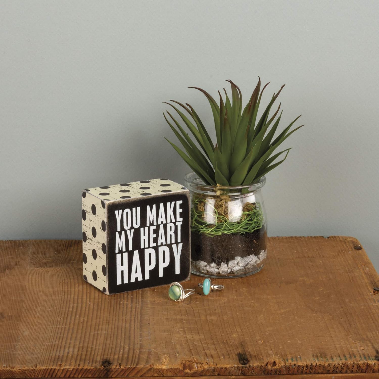 Primitives by Kathy 23238 Chevron Trimmed Box Sign, 3 x 3-Inches, I Love You: Home & Kitchen