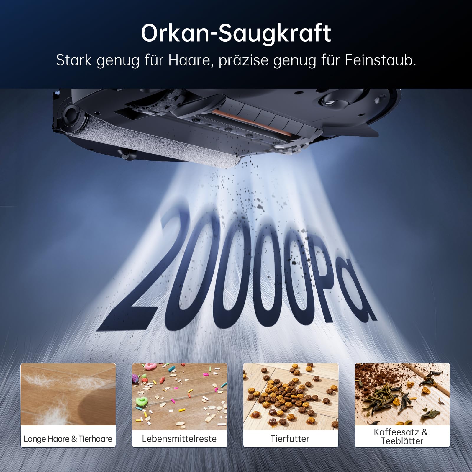 JONR 20000 Pa X9 PRO Roller Wischwalze Saugroboter mit Wischfunktion, Kontinuierlicher Frischwasser-Selbstreinigung, Moppwäsche mit 40-75℃ Heißem Wasser, KI-Hindernisvermeidung. (M) 2