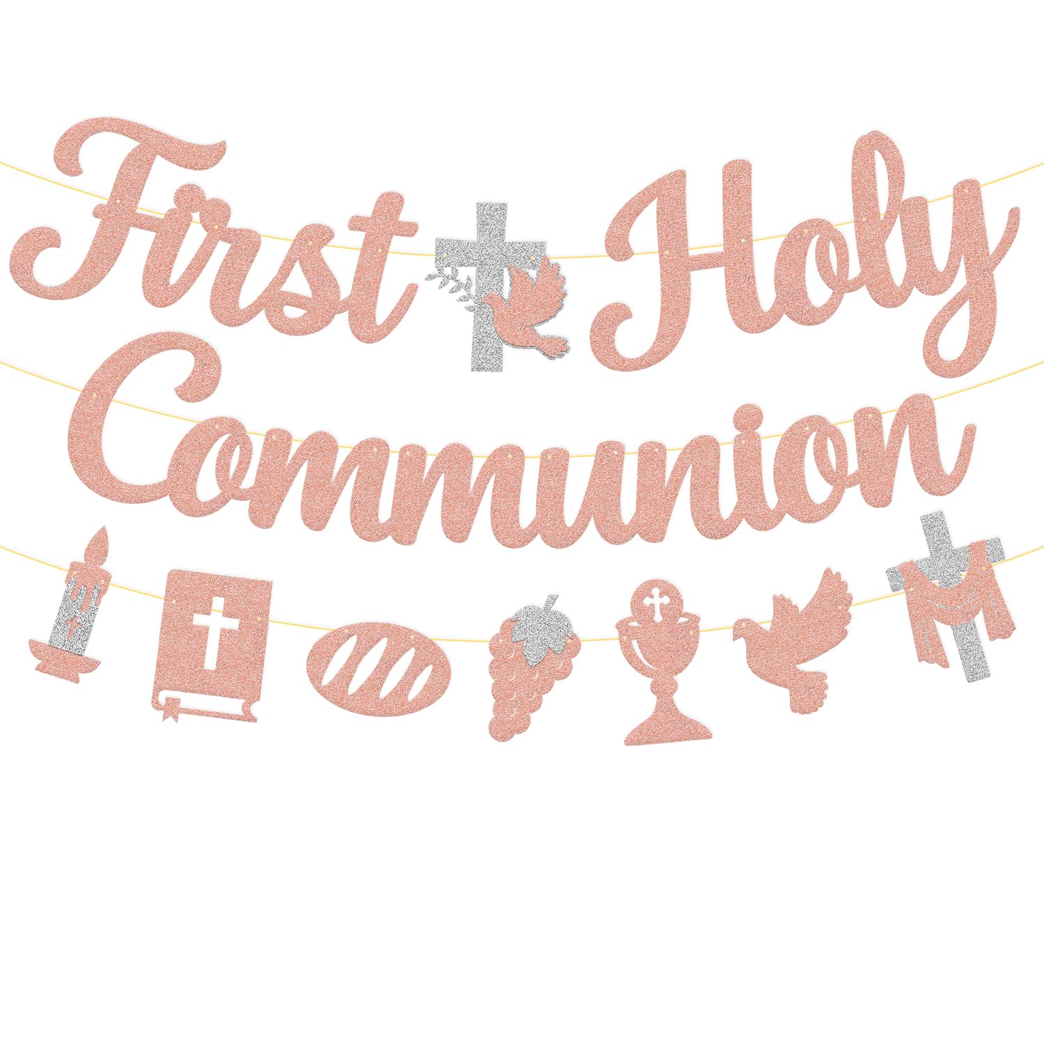 First Holy Communion Banner Baptism Religious Cross God Bless ...