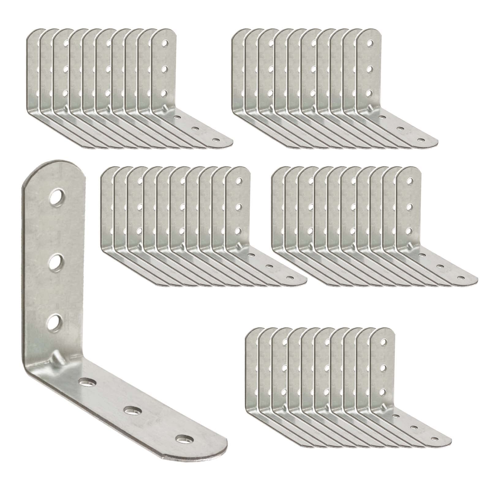 OMIDEAS 50 x Angle Bracket (40 x 40 x 16) 90 Degree L Shape Corner Brace Plate Wood Metal Connecting Fixing Joining Repair Support Galvanised Connector