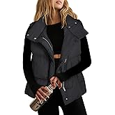 ANRABESS Women Puffer Vest Sleeveless Zip Up Stand Collar Quilted Lightweight Jacket Winter Warm Puffer Padded Down Outerwear