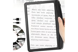 Tobegiga Rechargeable 5X Magnifying Glass for Reading, Large Ultra Bright LED Full Page Magnifier for Seniors, Lightweight HandHeld Magnifying Page for Reading Book Prints, Gift for Elderly Low Vision