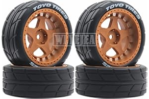 WLYEJEA 4PCS RC 1/10 On-Road Tires 65mm RC Rubber Tires w/Plastic Wheel Rim 12mm Hex Fit for 1/10 RC On-Road Rally Car HPI Tamiya TT01 TT02 Kyosho Wltoys 144001