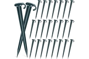Vicenpal 24 Pcs 7 Inch Plastic Yard Stakes Inflatables Heavy Duty Plastic Garden Stakes for Tent Ground Replacement Outdoor Fence Lawn Pegs Landscape Staples Halloween Christmas Decorations (Green)
