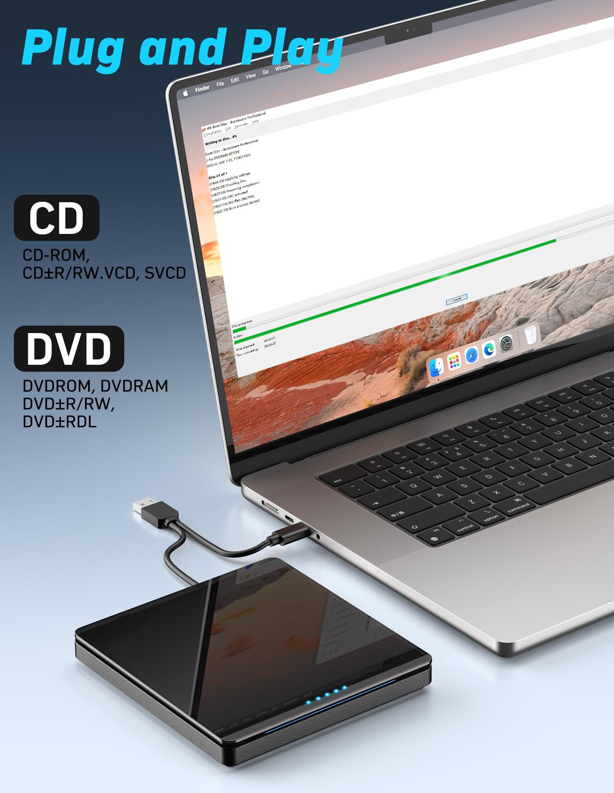 External cd/dvd drive for laptop,CD Burner Clamshell Portable Reader Writer Optical disk Drive,Dvd player for Laptop +/-RW usb 3.0 with Carrying Case,External dvd drive for PC Windows Linux Mac