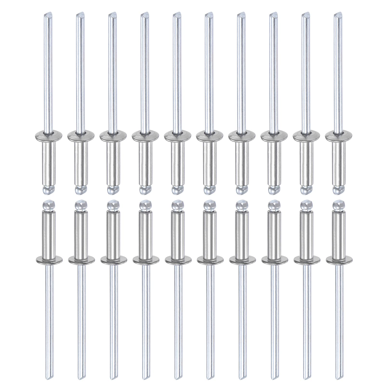 DTGN 3.2mm x 11mm (DXL) Blind Rivets - 100Pack - Good for Machinery Joining - 304 Stainless Steel Dome Open End Rivet