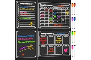 FINDMAG Acrylic Calendar for Fridge, 2026 Magnetic Calendar for Refrigerator, 4 Pack Dry Erase Whiteboard Planning Board Monthly Weekly Wall Fridge Calendar Meal Board Menu Planner with 8 Markers