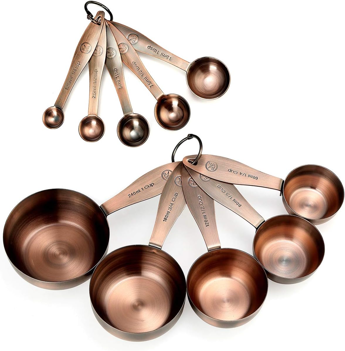 Copper Measuring Cups and Spoons Set, Stainless Steel 10
