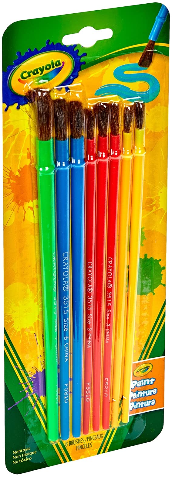 Crayola Kids Paint Brush Set (8ct), Painting Supplies for Kids, Assorted Sizes, Kids Arts & Crafts Supplies for Elementary & Preschool