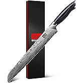 SHAN ZU 10 inch Bread Knife in Powder Steel, Serrated Bread Knife for Homemade Bread Sourdough Ultra Sharp Bread Slicer Knives with Ergonomic Pakkawood Handle for Sourdough, Turkey and Fruit