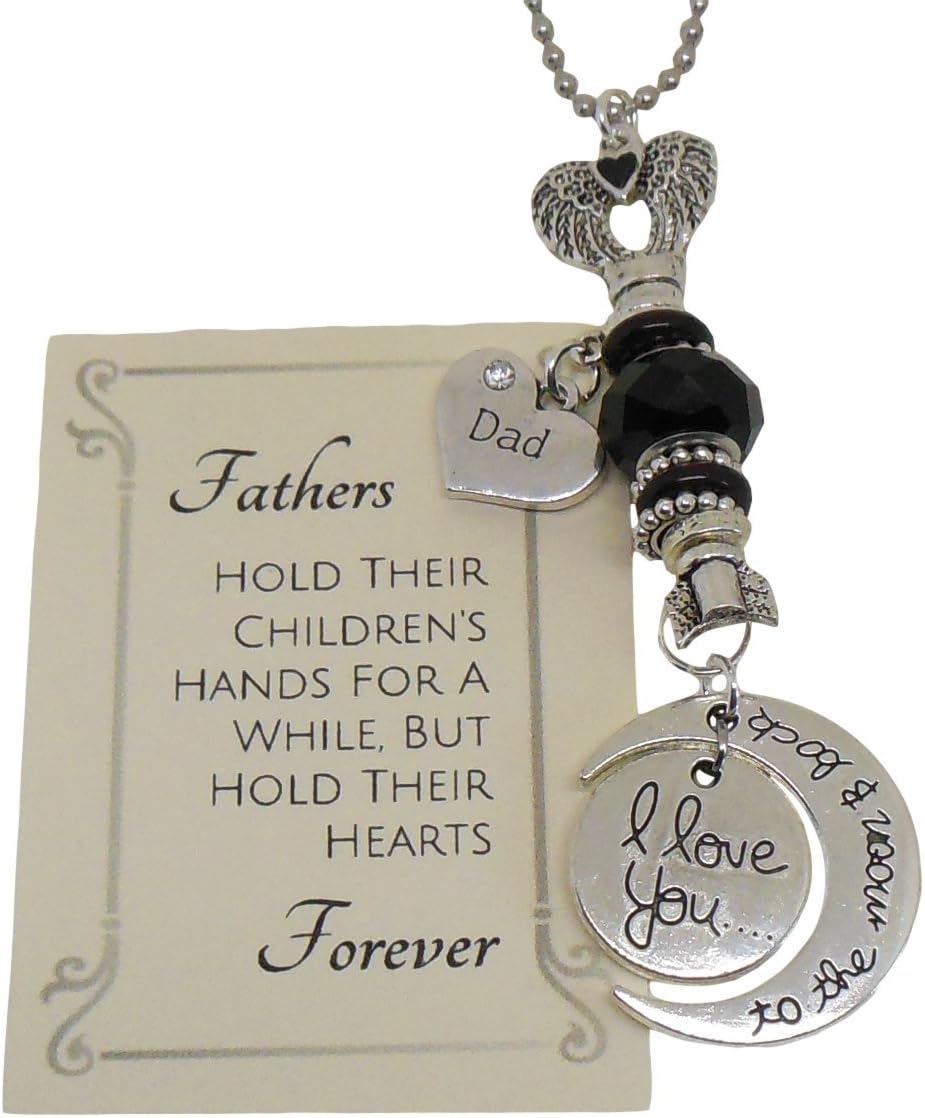 Dad Love You To Moon Angel Wing Car Charm Sun Catcher Ornament (Black)
