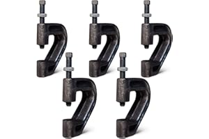 Highcraft PCLMPPL38-5 Heavy Duty Industrial Purlin Beam Clamp for 3/8'' Rod Max Load 400 lbs Uncoated Iron (5PK), Black