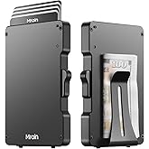 Mrain Slim Metal Wallet For Men, Aluminum Wallet With Money Clip, Minimalist Rfid Credit Card Holder, Mens Slim Pop Up Wallet, Gifts for Him (Black)