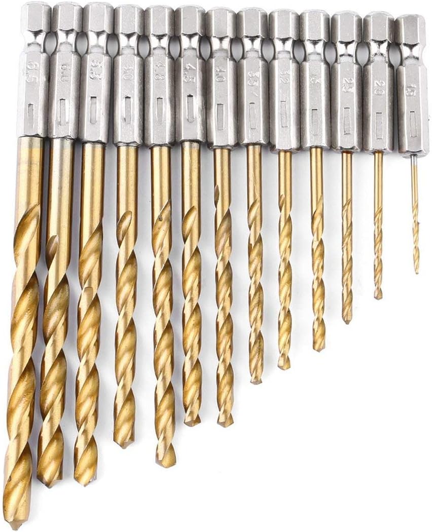 13 pcs/Set Stainless Steel Durable Hex Drill Bit Set Multi Bits Tool 1.