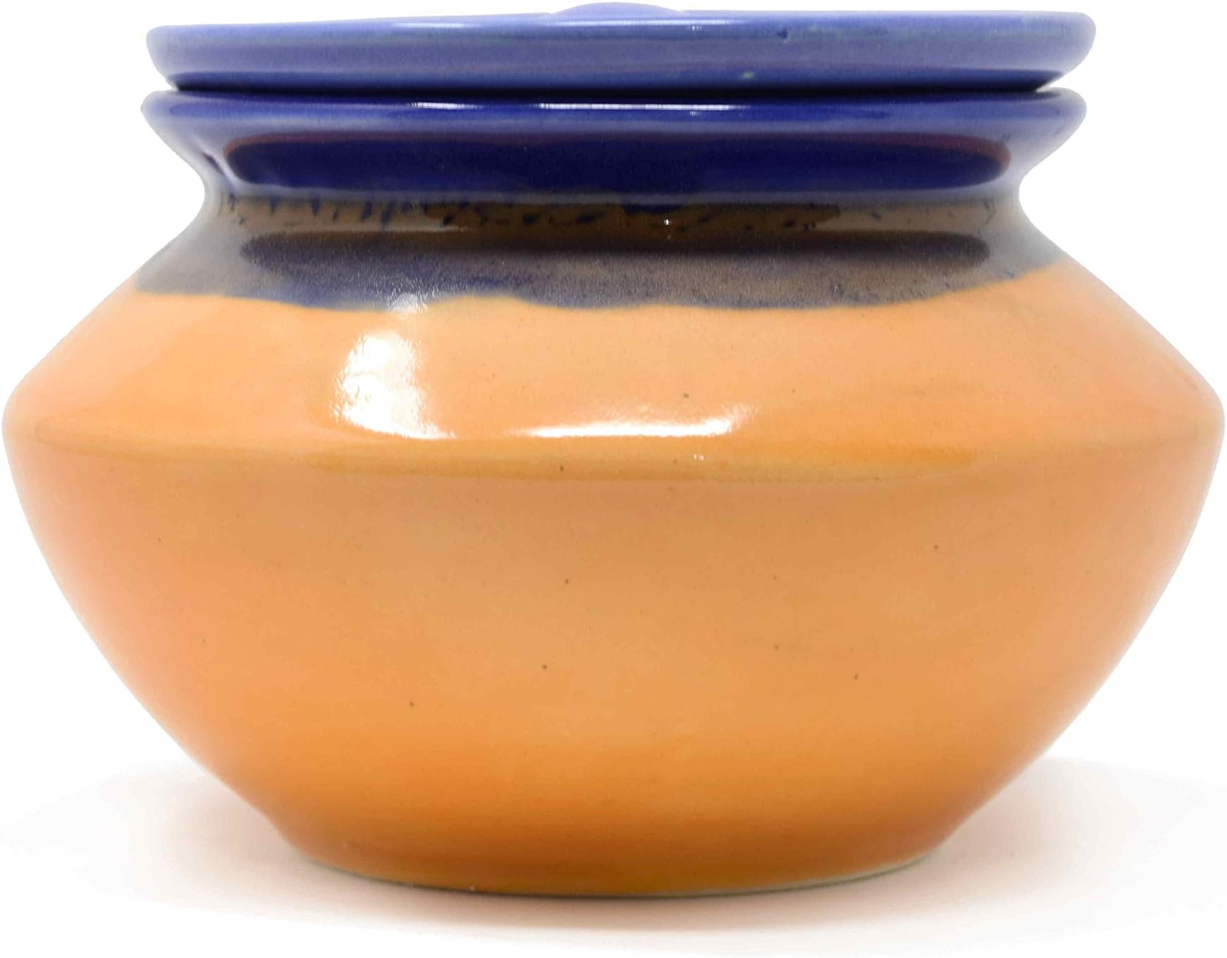 The Himalayan Goods Company - Stoneware Ceramic Pottery Jar (550 ml) or Pot or Indian Handi (Sienna Orange)