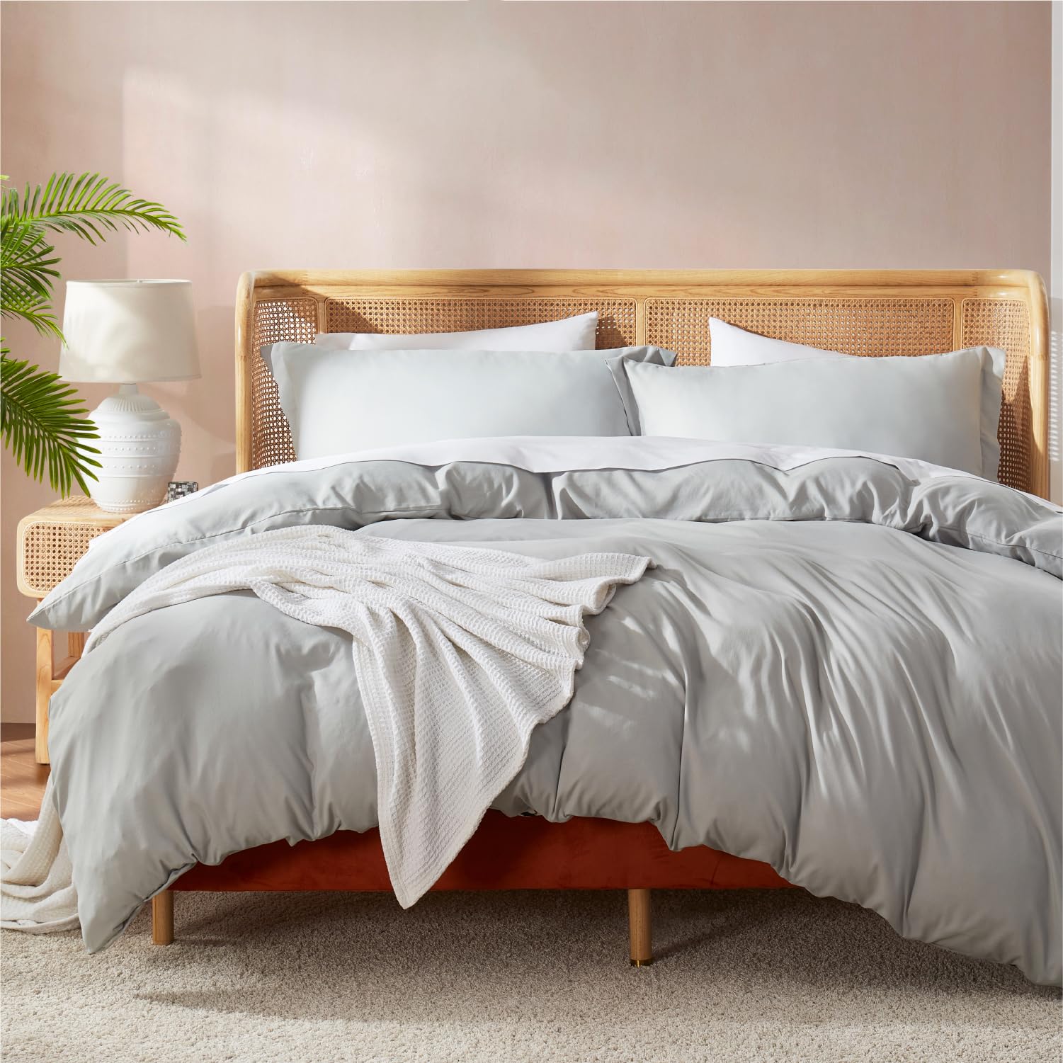 Photo 1 of Nestl Light Grey Duvet Cover Full Size - Soft Double Brushed Full Size Duvet Cover Set, 3 Piece, with Button Closure, 1 Duvet Cover 80x90 inches and 2 Pillow Shams