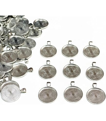 thumbnail image 2 of 20pcs Platinum Tone Brass Pendant Trays – 12mm Round – Flat Cabochon Settings 2 of 5
