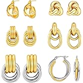 QJLE Two Tone Drop Dangle Earrings - Gold Silver Plated Hoop Huggie Earrings for Women - Trendy Jewelry