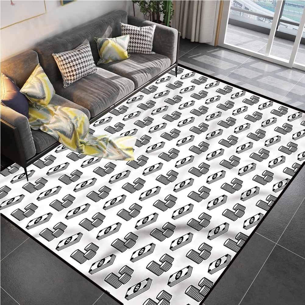 Area Rug Print Large Rug Mat Money, Stacked Coins and Bills