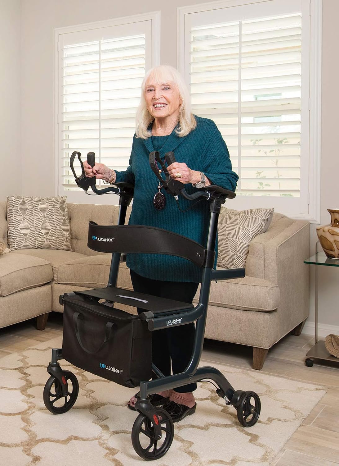 UPWalker Lite Plus - Upright Walker + Bonus Flashlight (Stand Up Rolling Mobility Walking Aid with Seat): Health & Personal Care