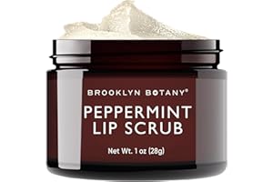 Brooklyn Botany Lip Scrub Exfoliator 1 oz – Lip Moisturizer for Dry Lips and Chapped Lips – Gentle Lip Exfoliator for Smooth and Brighter Lips – Peppermint Flavor