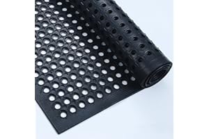 ISXACFF 59" x 35.4" Commercial Drainage Floor Mat Non Slip Rubber Anti Fatigue Mat Outside Heavy Duty Drainage Doormat Entry 