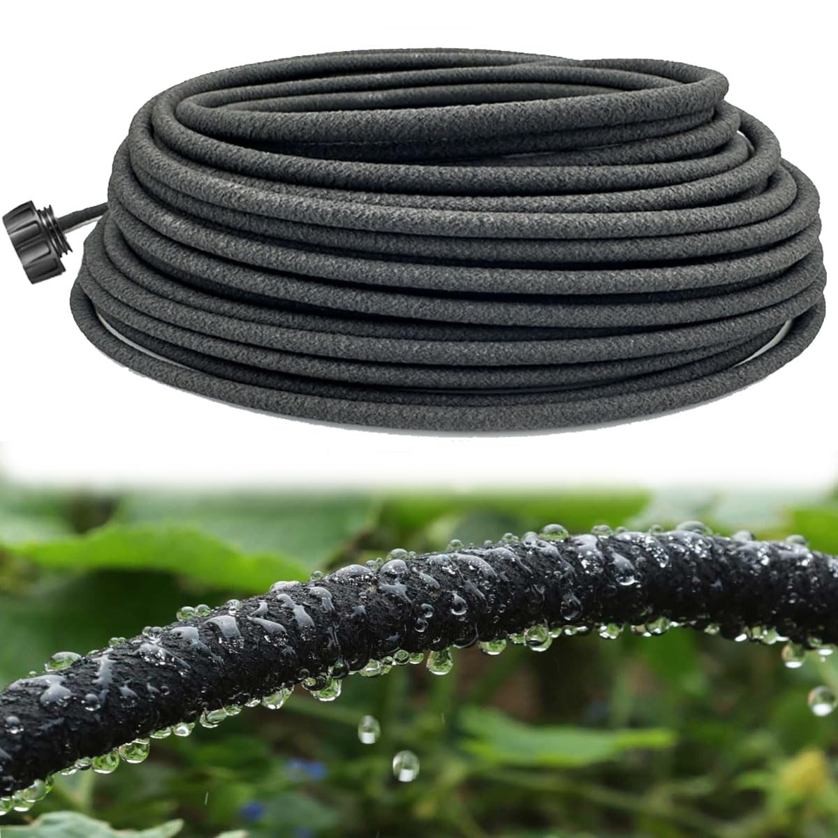 Photo 1 of 1/4 Inch Soaker Hose for Garden 100ft Soaker Irrigation Drip Hose System, Heavy Duty Drip Irrigation Tubing with Hose Connector Accessories for Watering Garden Beds Vegetable Lawn and Yard (100ft)