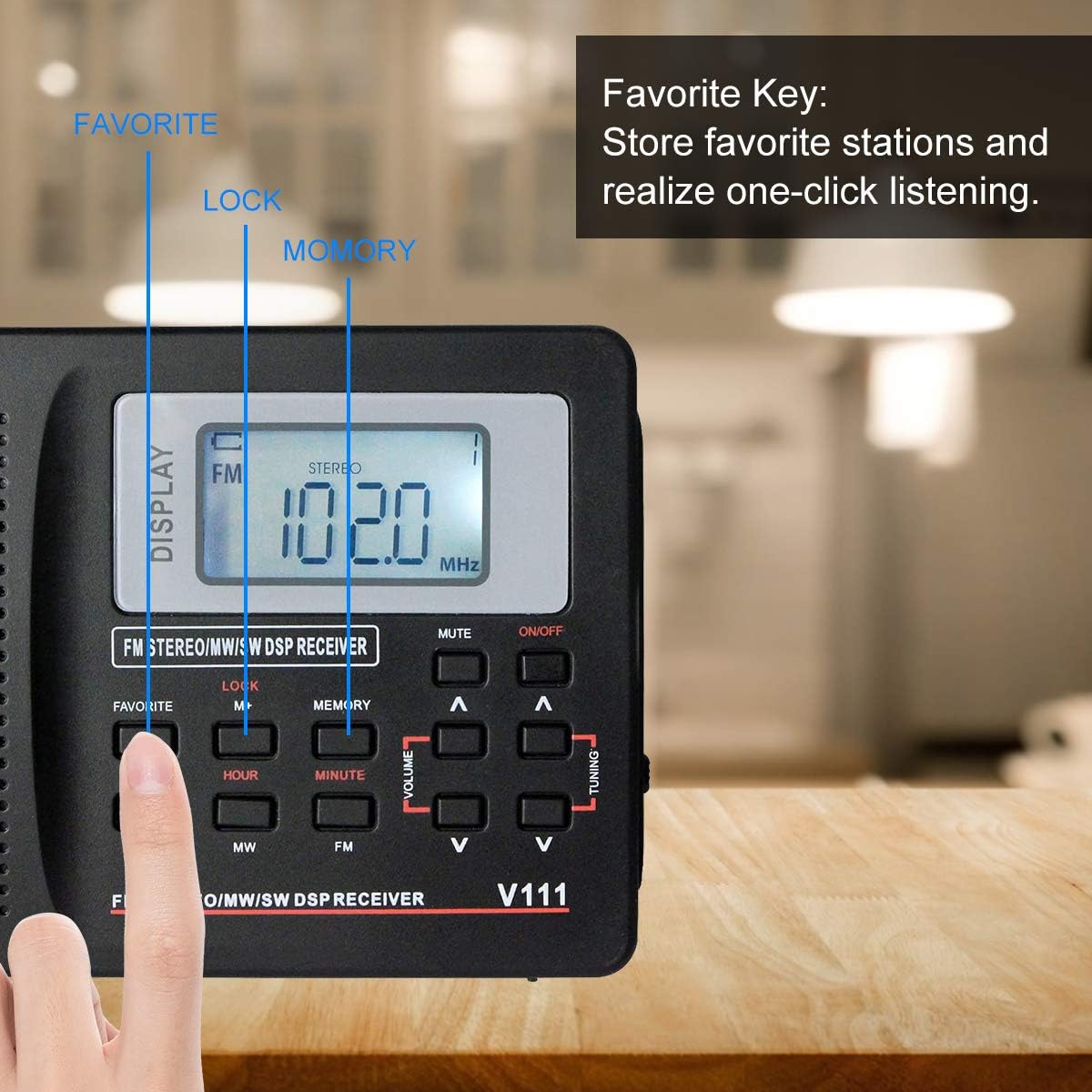 Retekess V111 Portable AM FM Shortwave Radio Alarm Clock Battery Operated AA Battery with Earphones Jack Sleep Timer for Travel(Black): Electronics