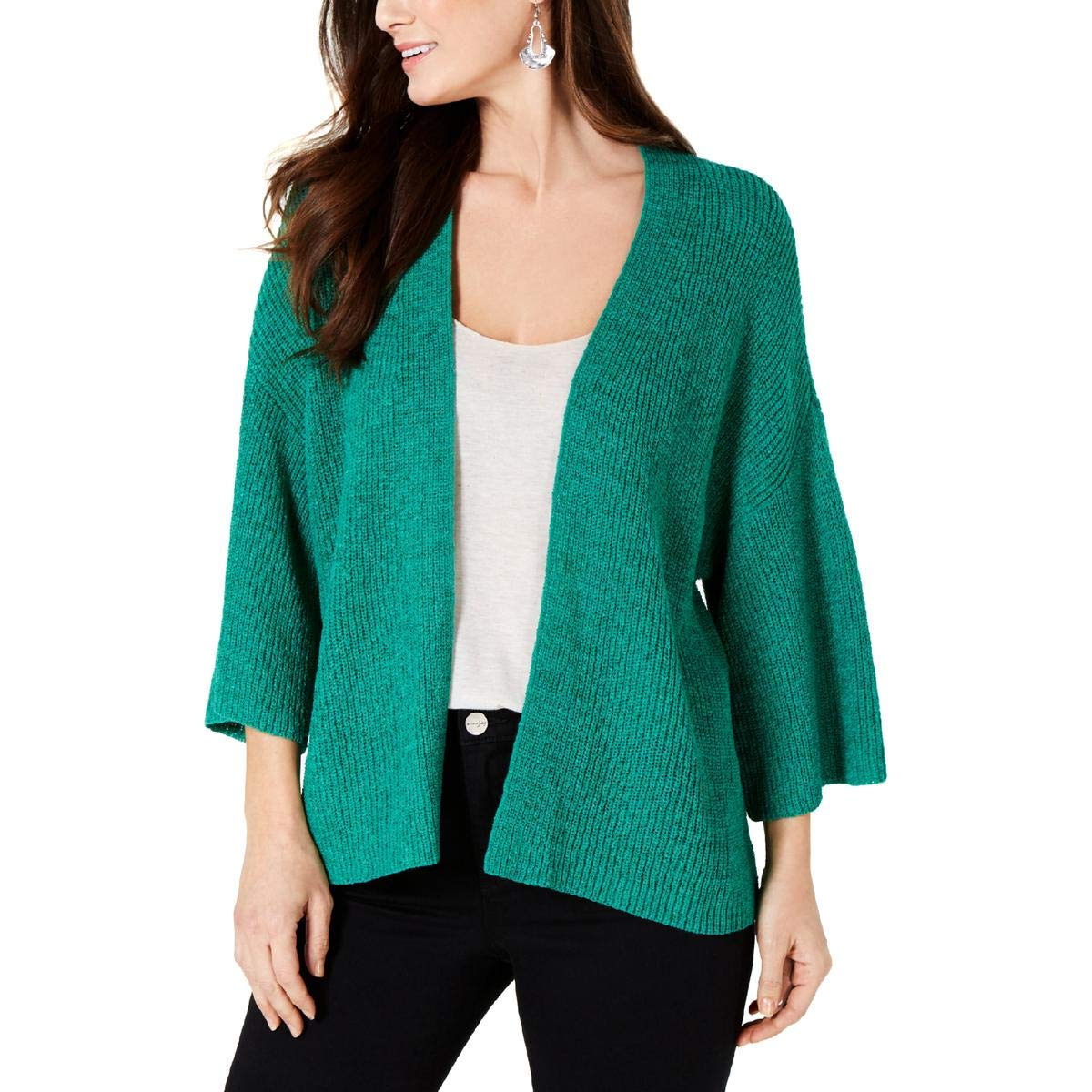 Buy Style & Co. Womens Kimono Sleeve Open Front Cardigan Sweater Green