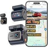 KAWA 4K+1080P Dual Dash Cam, Stealth Display, Voice Control, Wi-Fi 6 &amp; GPS | 2K HDR, Super Night Vision Car Camera, APP Control, G-Sensor, Loop Recording, 24/7 Parking Mode, Dashcam Front and Rear