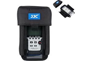 JJC H4n Protective Carrying Storage Pouch Case Bag for Zoom H4n Pro All Black & Tascam DR-40 Handy Portable Recorder replaces Zoom PCH-4n Case, with Clear Visible Front Face Cover Protector