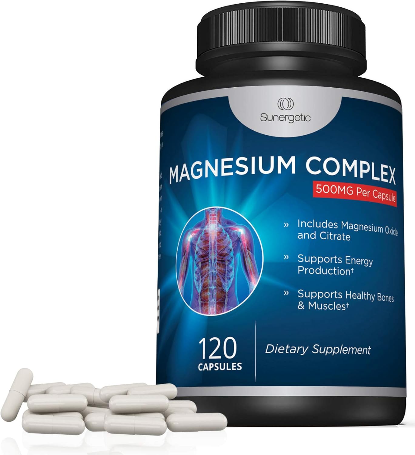 Premium Magnesium Citrate Capsules – Powerful 500mg Magnesium Oxide & Citrate Supplement – Helps Support Healthy Bones, Muscles, Teeth, Energy & Relaxation – 120 Vegetable Capsules: Health & Personal Care