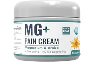 Mars Wellness MG+ Magnesium Cream Pain Relief - Extra Strength Magnesium and Arnica Cream - 4 OZ Tub - Neuropathy, Muscle Pain, and Leg Cramps Relief - 1 Pack