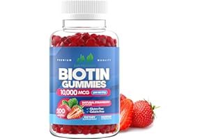 JUST NUTRIENTS Biotin 10,000mcg Gummies for Women & Men (100 Count) - 2x Maximum Strength Biotin for Hair Growth, Skin & Nails - Gluten-Free, Vegan, Non-GMO, Great Tasting Strawberry Flavor - 100 Gummies