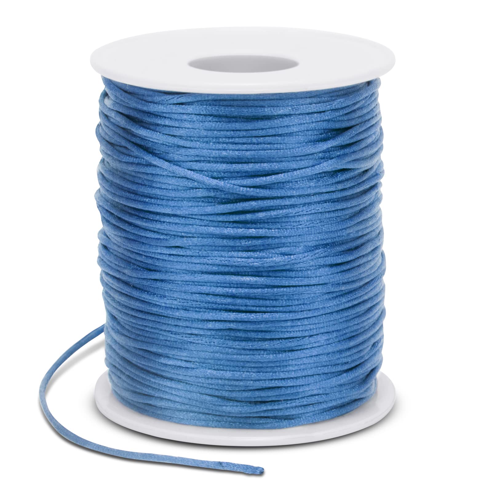 LEREATI Satin Cord 1.5mm x 100m Nylon Cord Bracelet Thread, Rattail Silk Beading Thread Jewellery String for Making Bracelet, Necklace, Chinese Knot, DIY Crafts (Lake Blue)