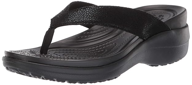 crocs Damen Capri Metallictxt Wedge Flip W Clogs Silber