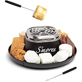 Nostalgia Tabletop Indoor Electric S'mores Maker - Smores Kit With Marshmallow Roasting Sticks and 4 Trays for Graham Crackers, Chocolate, and Marshmallows - Movie Night Supplies - Black