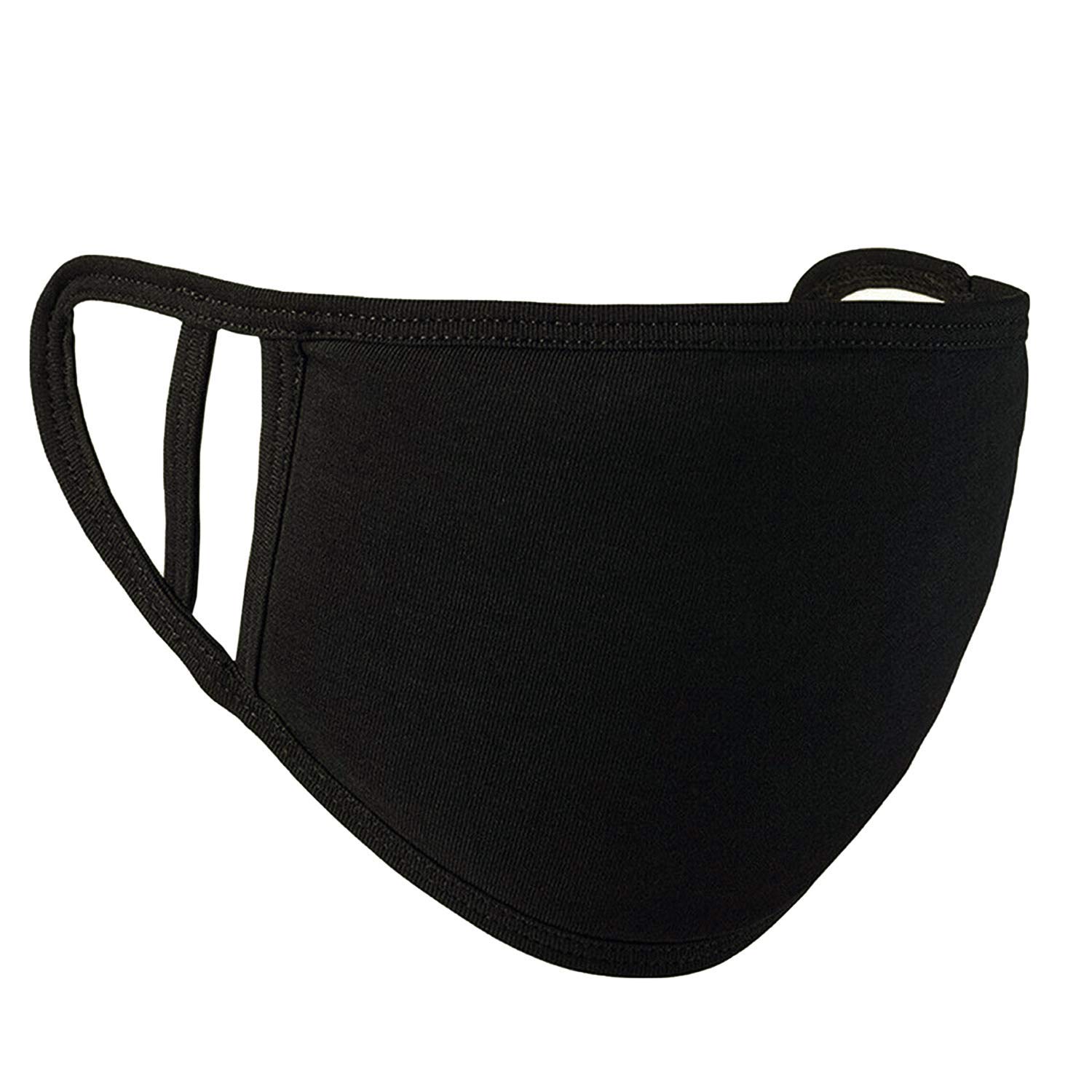 Kids Face Mask Reusable Washable Face Covering for Children 2 Ply Face Mask, Cotton Face Mask Breathable Safety Mask Protection from Pollution, Black, 14cm x 10cm, 3pcs