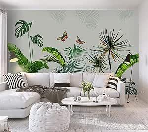 QBTE Fondo nórdico Dibujado a Mano Planta de Hoja de plátano Flor Mural