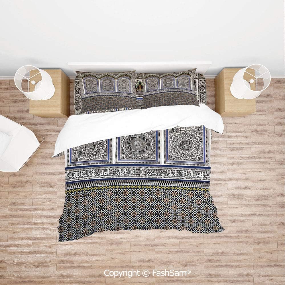FashSam 4 Piece Bedding Sets Breathable Nostalgic Moroccan Architecture with Stone Carving and Motifs Majestic Ottoman Empire Artsy for Home(Double)