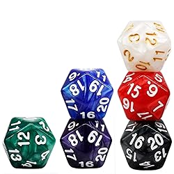 6 Pieces 20 Sided DND Dice,D20 Polyhedral Dice,22mm