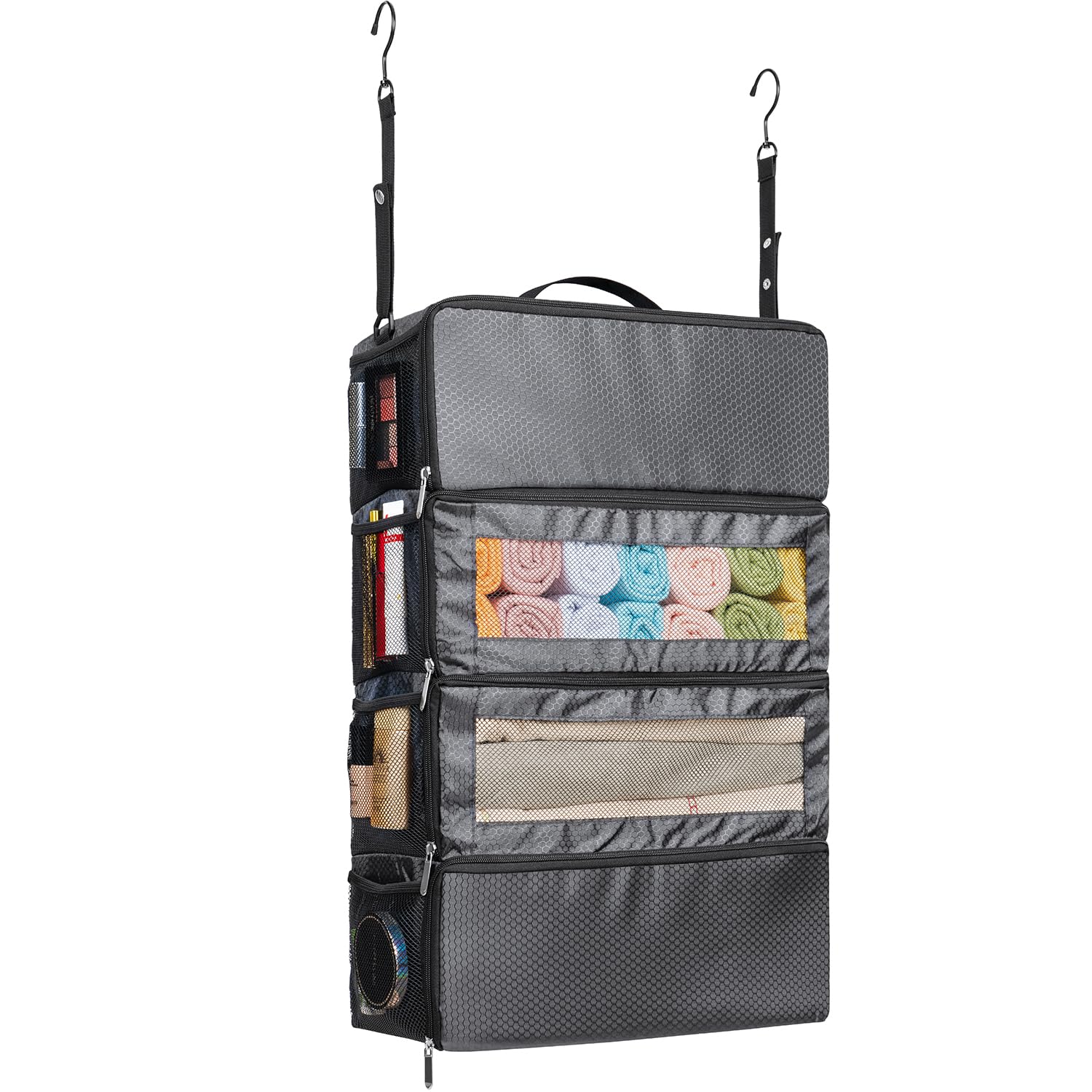 Photo 1 of Suitcase Organizer, Travel Luggage Organizer Hanging Shelves Packing Cube Closet/Collapsible Portable Travel Organizer for Carry-on, Extra Large, Grey