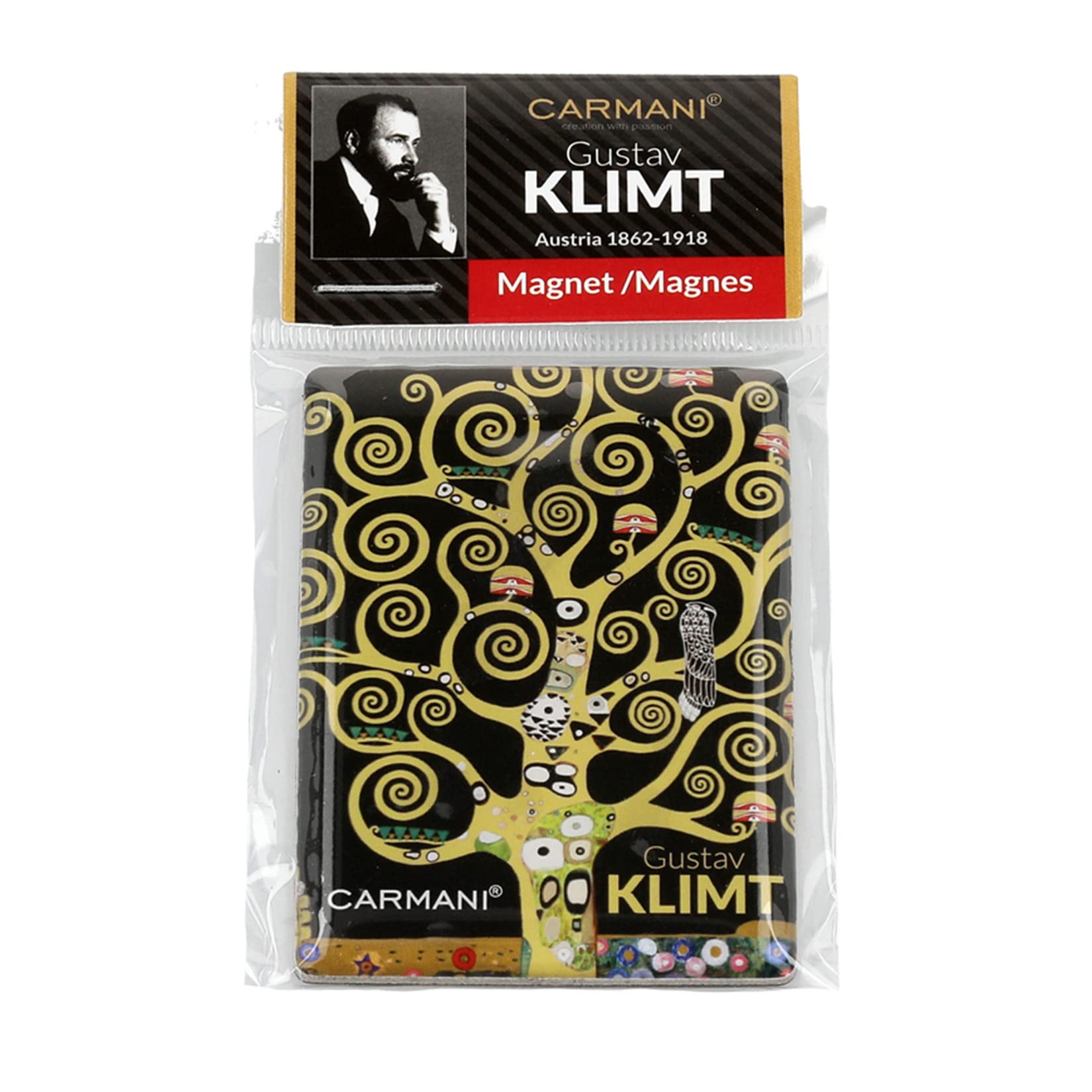 CARMANI - Decorative Magnets for Fridge, Whiteboard, Notice Board, Refrigerator, Classroom, Locker, Artistic Magnets for art lovers inspired by Gustav Klimt, The Tree of Life paintings 4.5x7cm