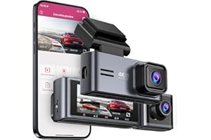 OMBAR Dash Cam 5G WiFi GPS, Dash Cam Front and Inside 4K/2K/1080P+1080P, 64GB Card Included, Dash Camera for Cars with 3.18" LCD Screen, Car Camera with IR Super Night Vision, WDR, G-Sensor, App