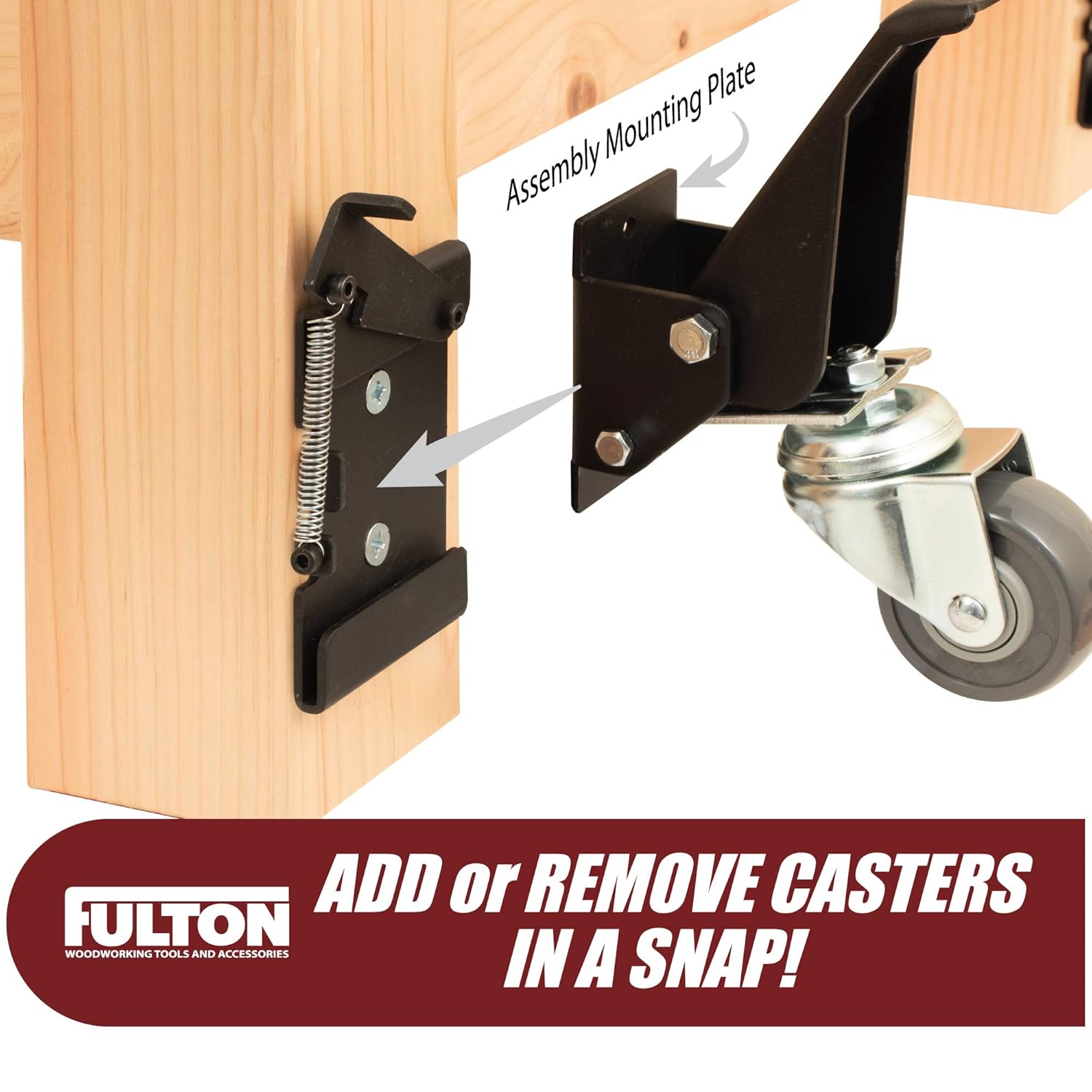 Workbench Caster kit 4 Heavy Duty Retractable Casters with 4 Spring Lock Quick Release Mounting Plates to Quickly Attach/Remove or Switch Casters from a Workbench to a Cabinet, Stand or a Machine.: Industrial & Scientific