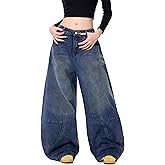 Womens Baggy Jeans Vintage Oversized Pants Aesthetic Hip Hop Jeans Denim Graphic Jean Grunge Pants